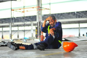construction worker with a head injury