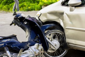 motorcycle and car in an accident